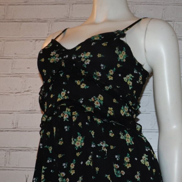 🌼 No Boundaries Floral Midi Dress · Black & Yellow · Size XS - Picture 6 of 7